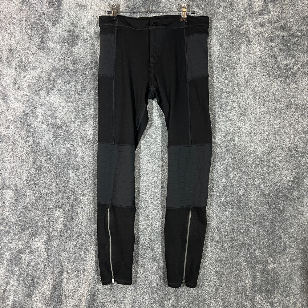 Athleta Trailsetter Ponte Motion Moto Zipper Pants Womens Size 10 Black Athletic